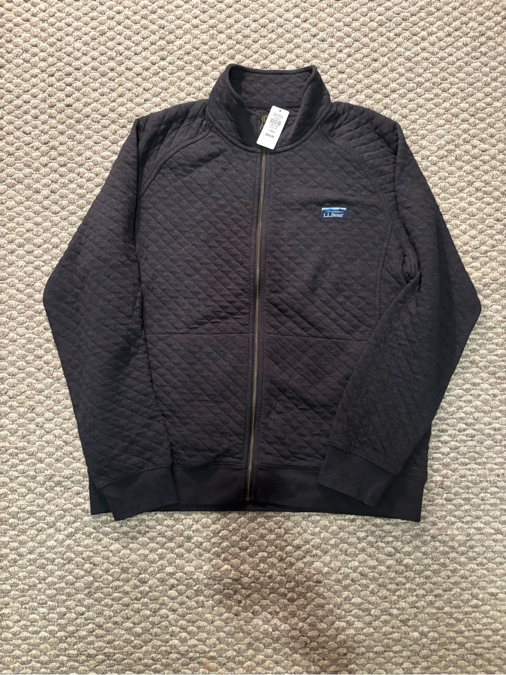 NWT L.L.Bean Men's Quilted Sweatshirt Full-Zip Dark Charcoal Heather Large REG